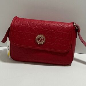 CXL by Christian Lacroix Red Embossed Logo Crossbody Bag Gold Tone Hardware NWT